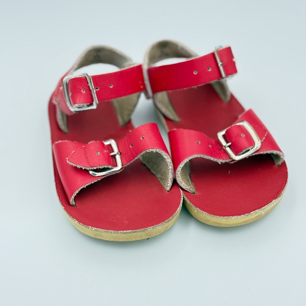 Sun-San Salt Water Sandals Kids Red Leather Water Friendly Size 4 Toddler